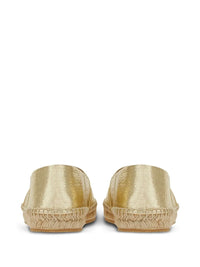 Ferragamo Logo-Embroidered Metallic Espadrilles