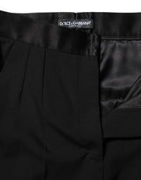 Dolce & Gabbana Black Wool Tapered High Waist Women's Pants