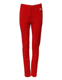 Dolce & Gabbana Red Mid Waist Slim Fit Women's Pants