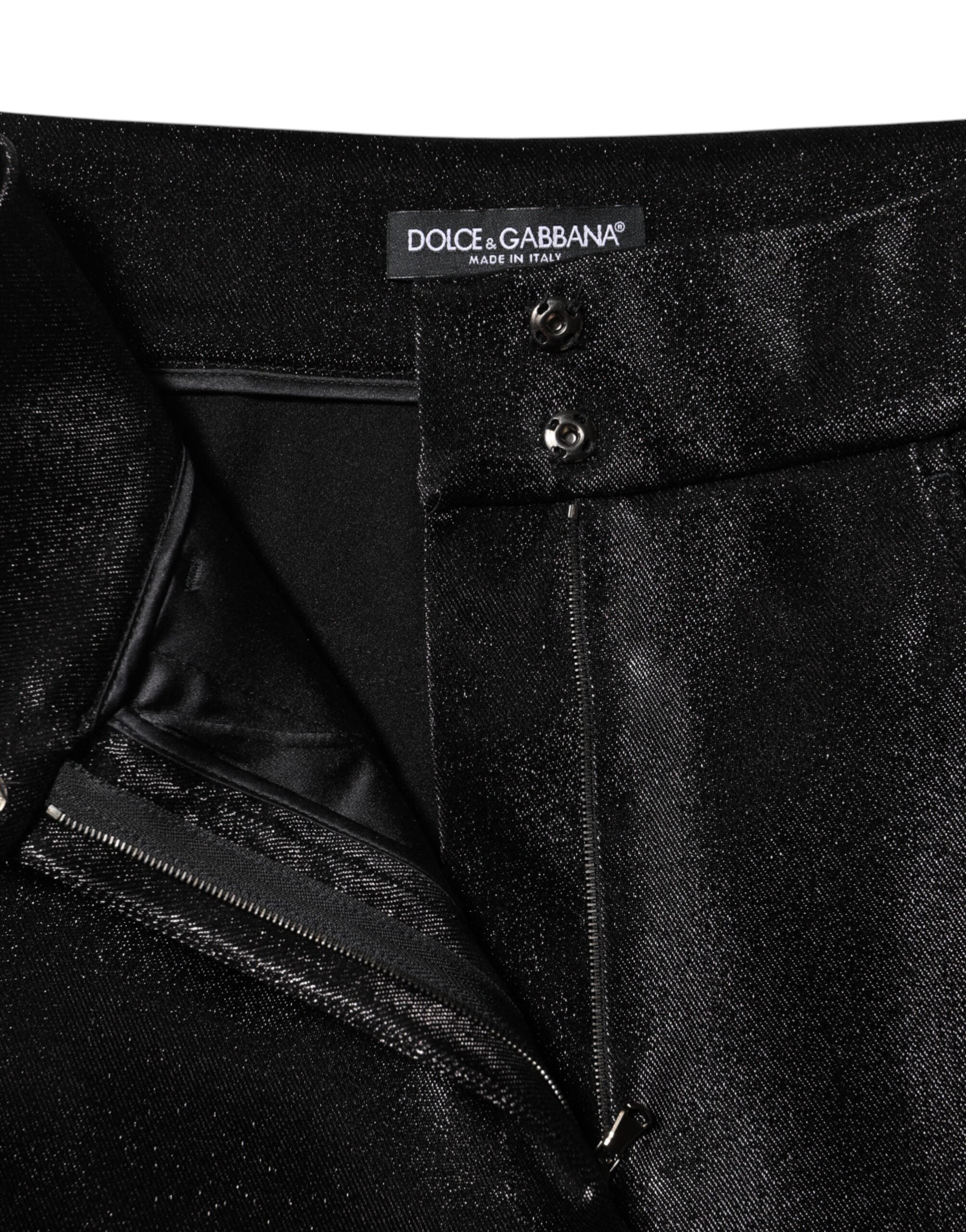 Dolce & Gabbana Black Cotton Stretch Lurex Thread Skinny Women's Pants