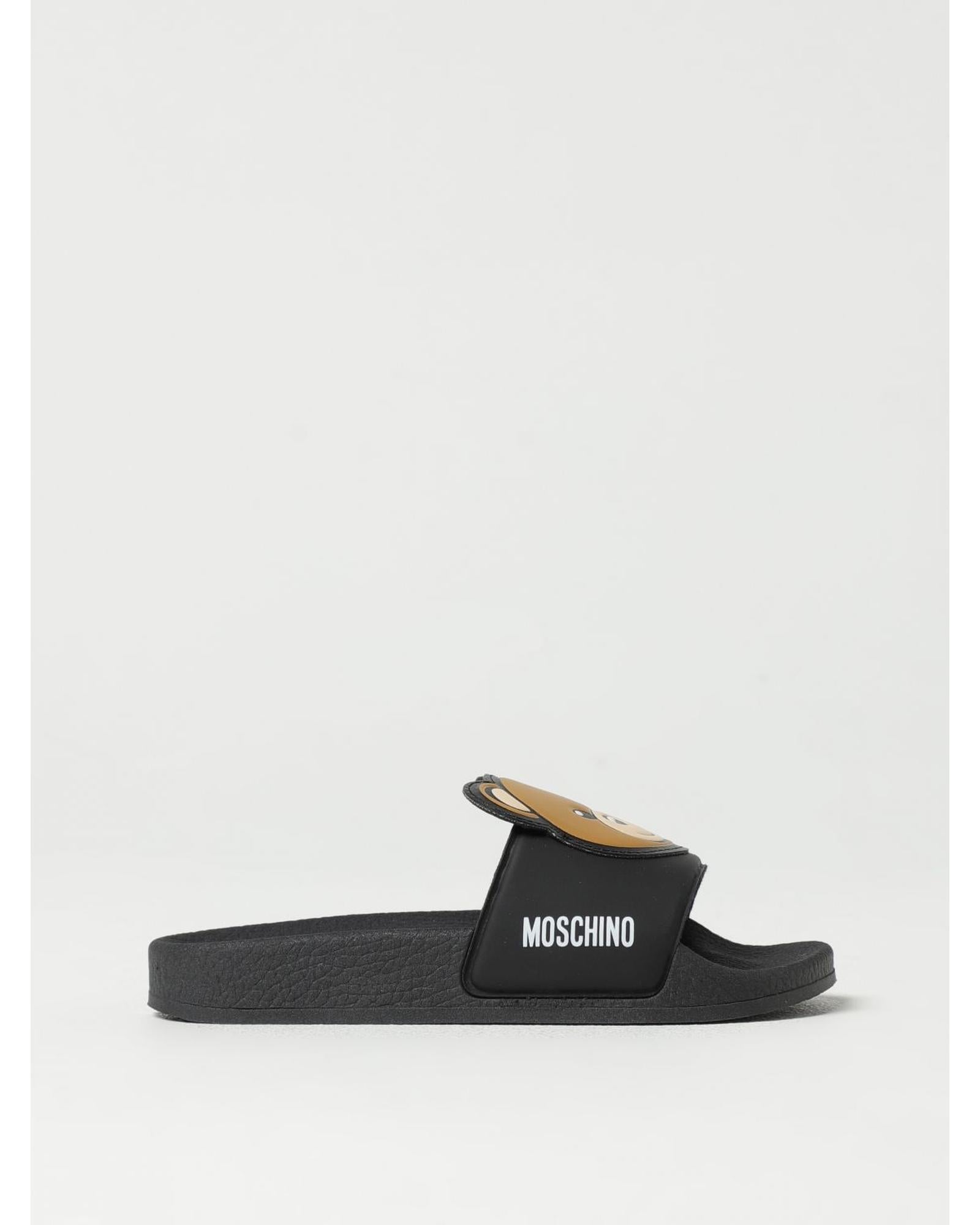 Moschino Teddy Bear Slides Kids Black Shoes