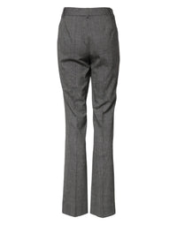 Dolce & Gabbana Gray Checkered High Waist Flared Women's Pants