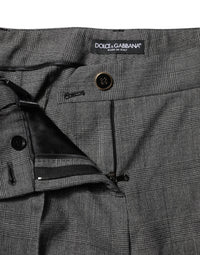 Dolce & Gabbana Gray Checkered High Waist Flared Women's Pants