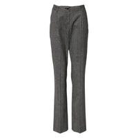 Dolce & Gabbana Gray Checkered High Waist Flared Women's Pants