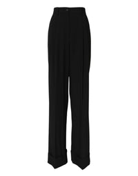 Dolce & Gabbana Black Wool High Waist Formal Women's Pants