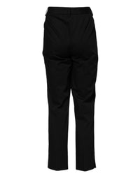 Dolce & Gabbana Black Cotton High Waist Formal Women's Pants