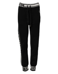 Dolce & Gabbana Black Cotton Jogger Logo Waist Women's Pants