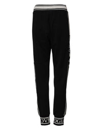 Dolce & Gabbana Black Cotton Jogger Logo Waist Women's Pants