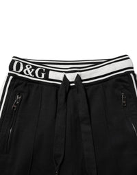 Dolce & Gabbana Black Cotton Jogger Logo Waist Women's Pants
