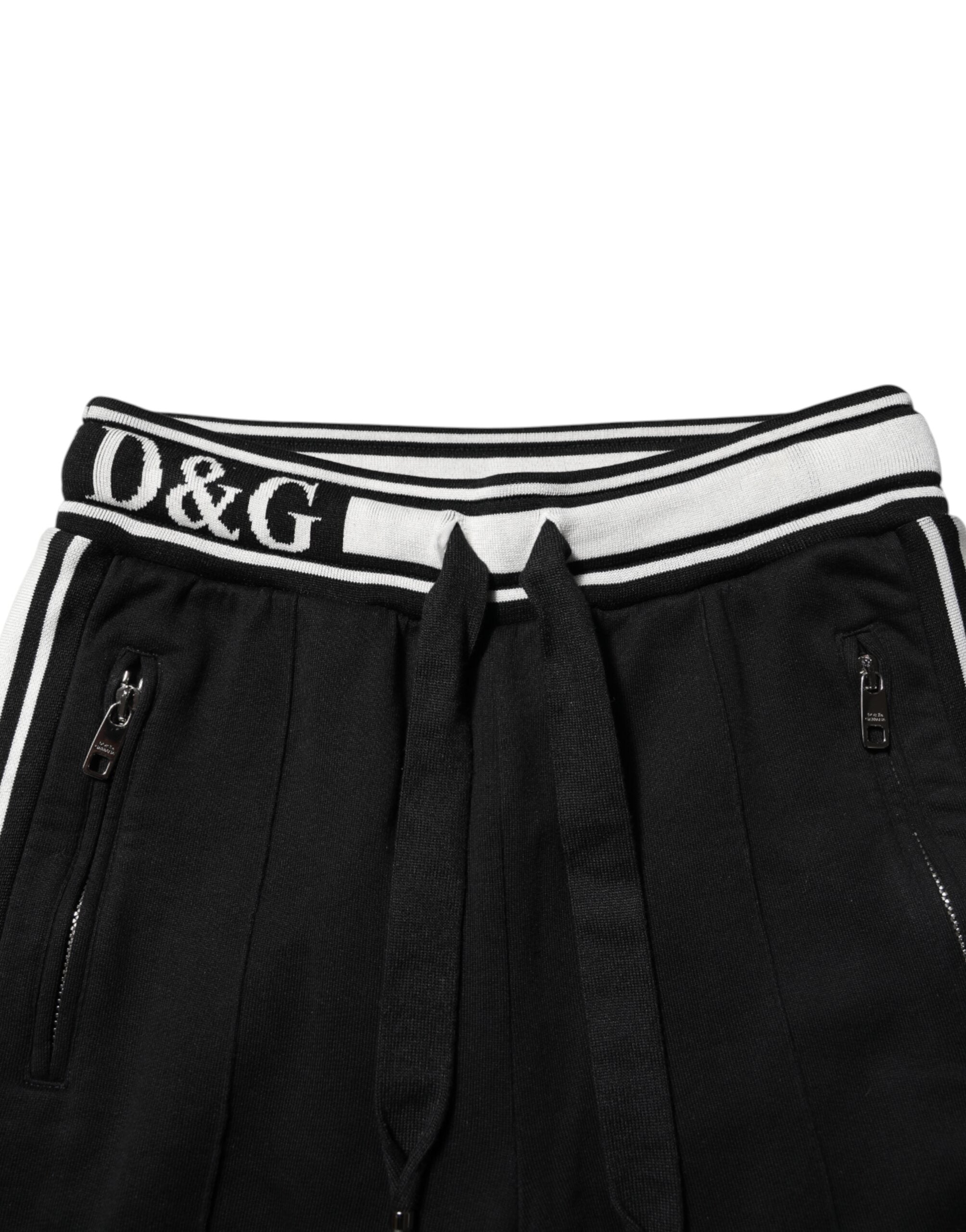 Dolce & Gabbana Black Cotton Jogger Logo Waist Women's Pants