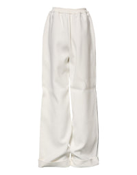 Dolce & Gabbana White Viscose Wide Leg Pull On Women's Pants
