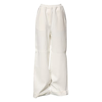 Dolce & Gabbana White Viscose Wide Leg Pull On Women's Pants