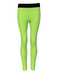 Dolce & Gabbana Green Nylon Slim Fit Leggings Women's Pants