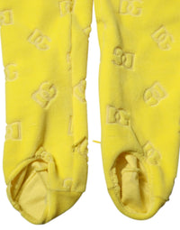 Dolce & Gabbana Yellow Logo Slim Fit Leggings Women's Pants