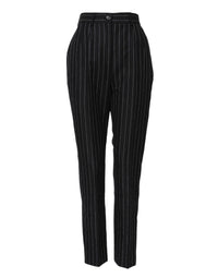 Dolce & Gabbana Black Stripes High Waist Tapered Women's Pants