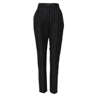 Dolce & Gabbana Black Stripes High Waist Tapered Women's Pants