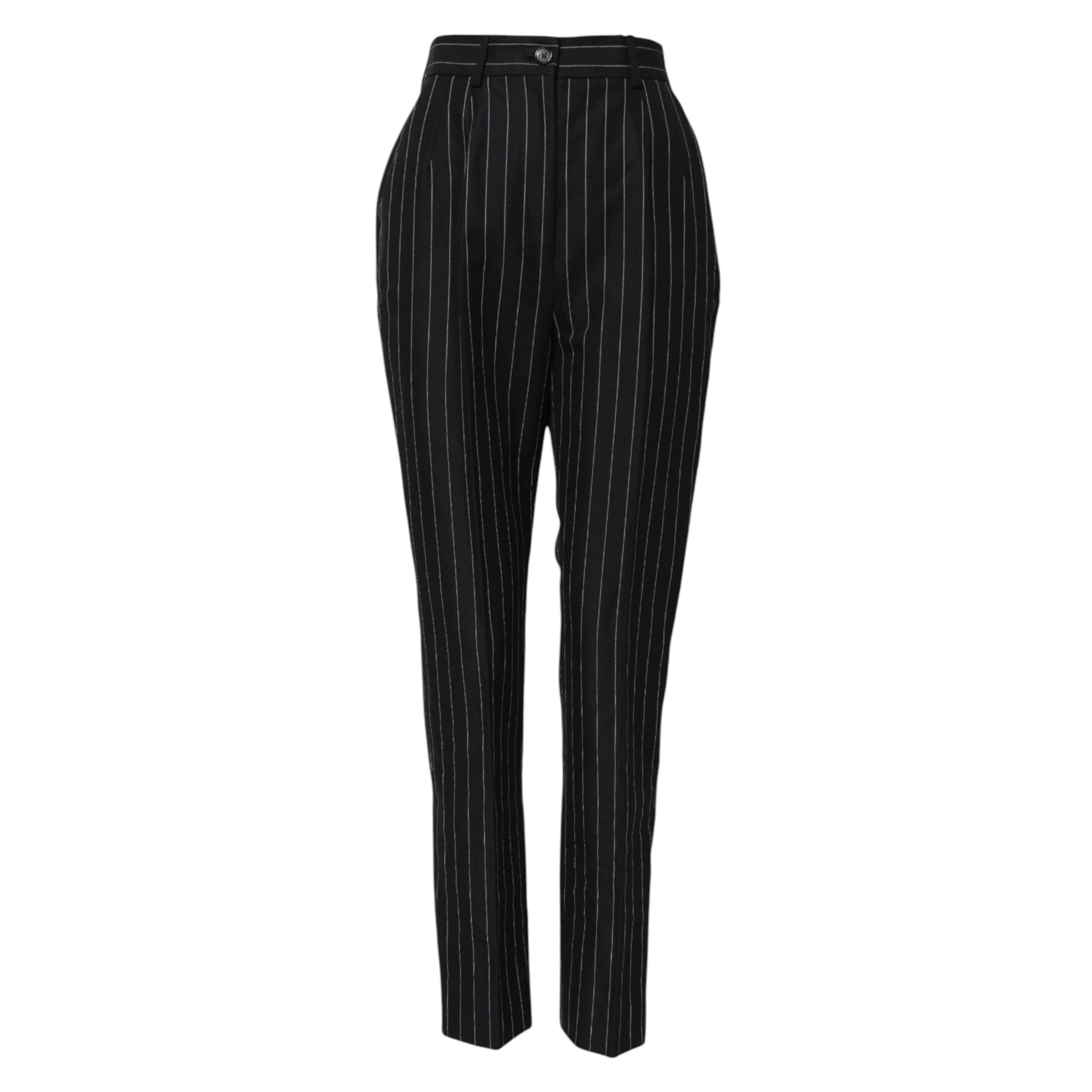 Dolce & Gabbana Black Stripes High Waist Tapered Women's Pants