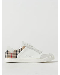 Burberry Leather Plaid Accent Sneakers Men Beige