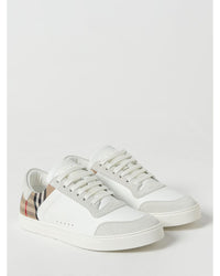 Burberry Leather Plaid Accent Sneakers Men Beige