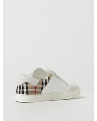 Burberry Leather Plaid Accent Sneakers Men Beige