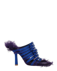 Burberry Womens Fox Strap Heels Blue Multi
