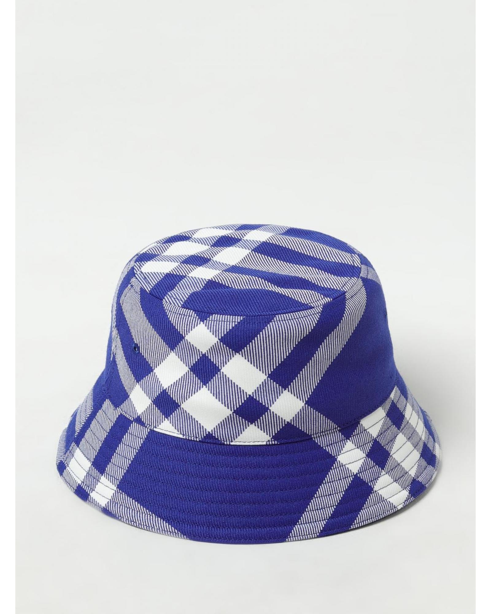 Burberry Plaid Bucket Hat Men Blue