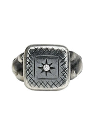 Bottega Veneta Men's Cubic Zirconia Studded Silver Ring 8 Silver