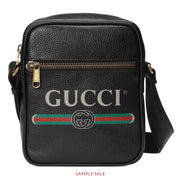 Gucci Print Men's Messenger Bag Black Leather