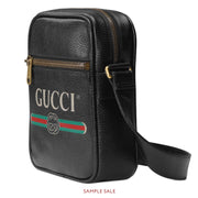 Gucci Print Men's Messenger Bag Black Leather