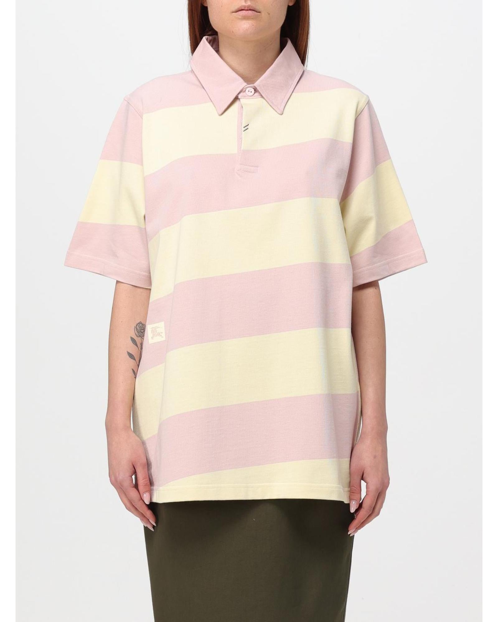 Burberry Striped Polo Shirt Relaxed Fit Women Natural