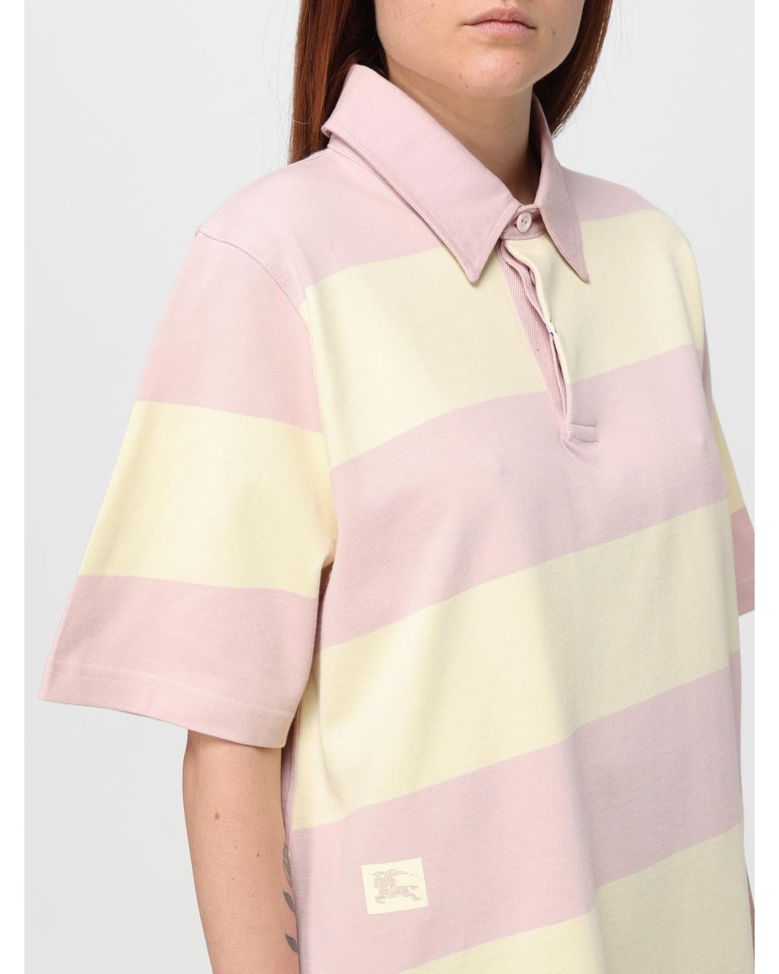 Burberry Striped Polo Shirt Relaxed Fit Women Natural