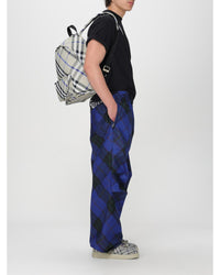 Burberry Plaid Pattern Relaxed Fit Pants Men Blue