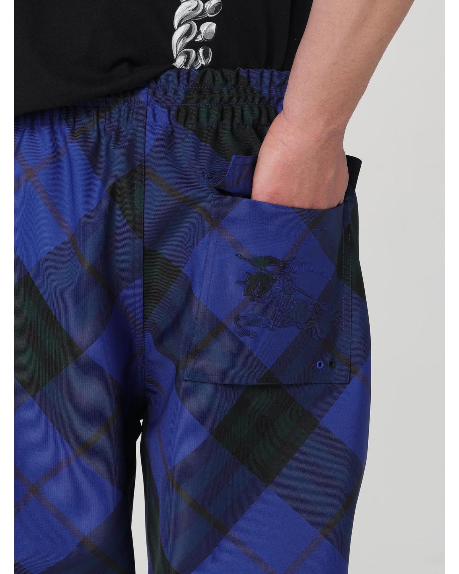 Burberry Plaid Pattern Relaxed Fit Pants Men Blue