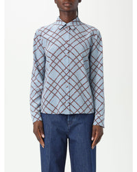 Gucci Printed Silk Blouse Long Sleeves Women Blue Shirts & Tops