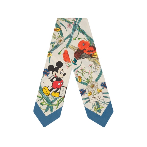 Gucci X Disney Silk Twill Mickey Lac Neck Bow Scarf