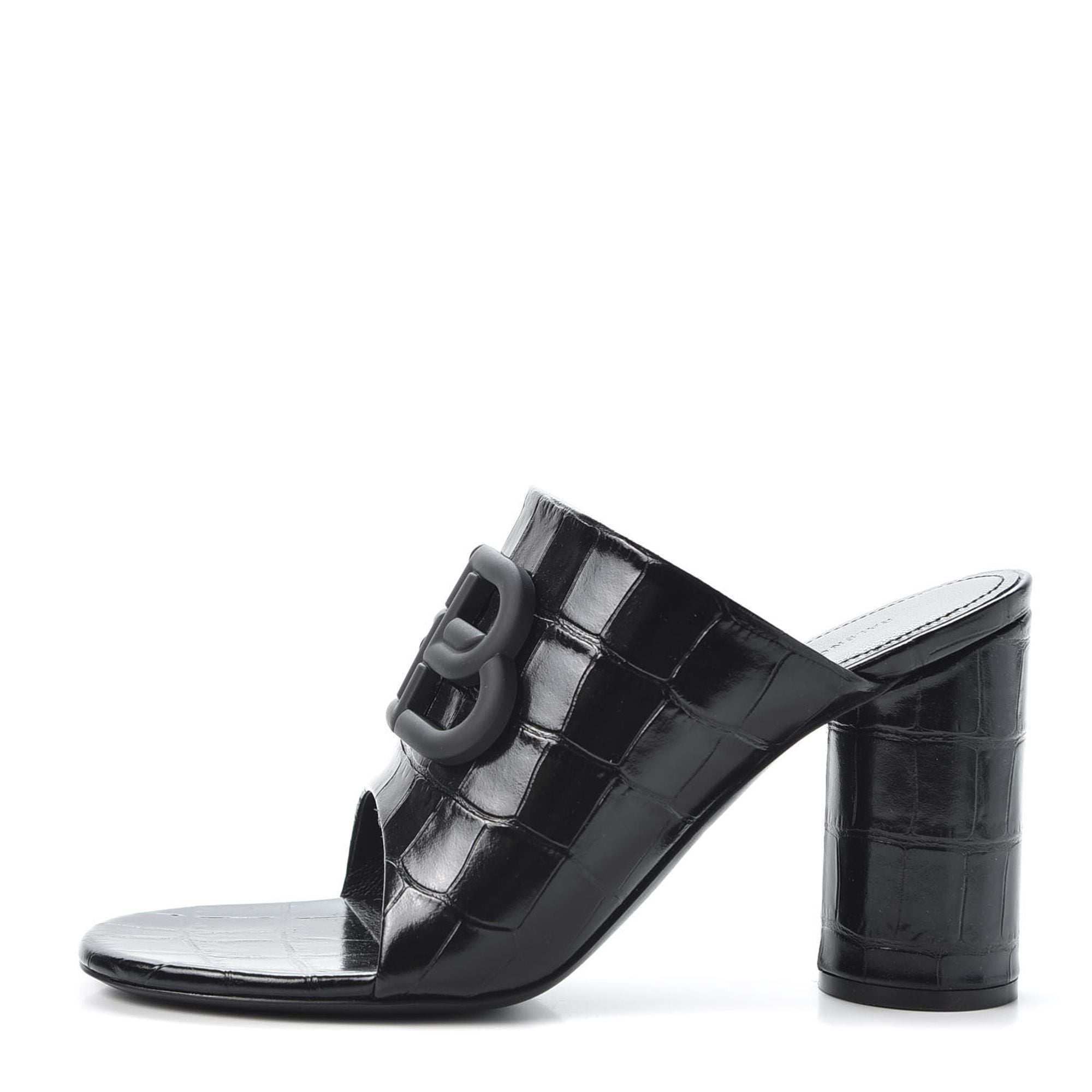 Balenciaga Croc Embossed Slide Sandal 'Black'