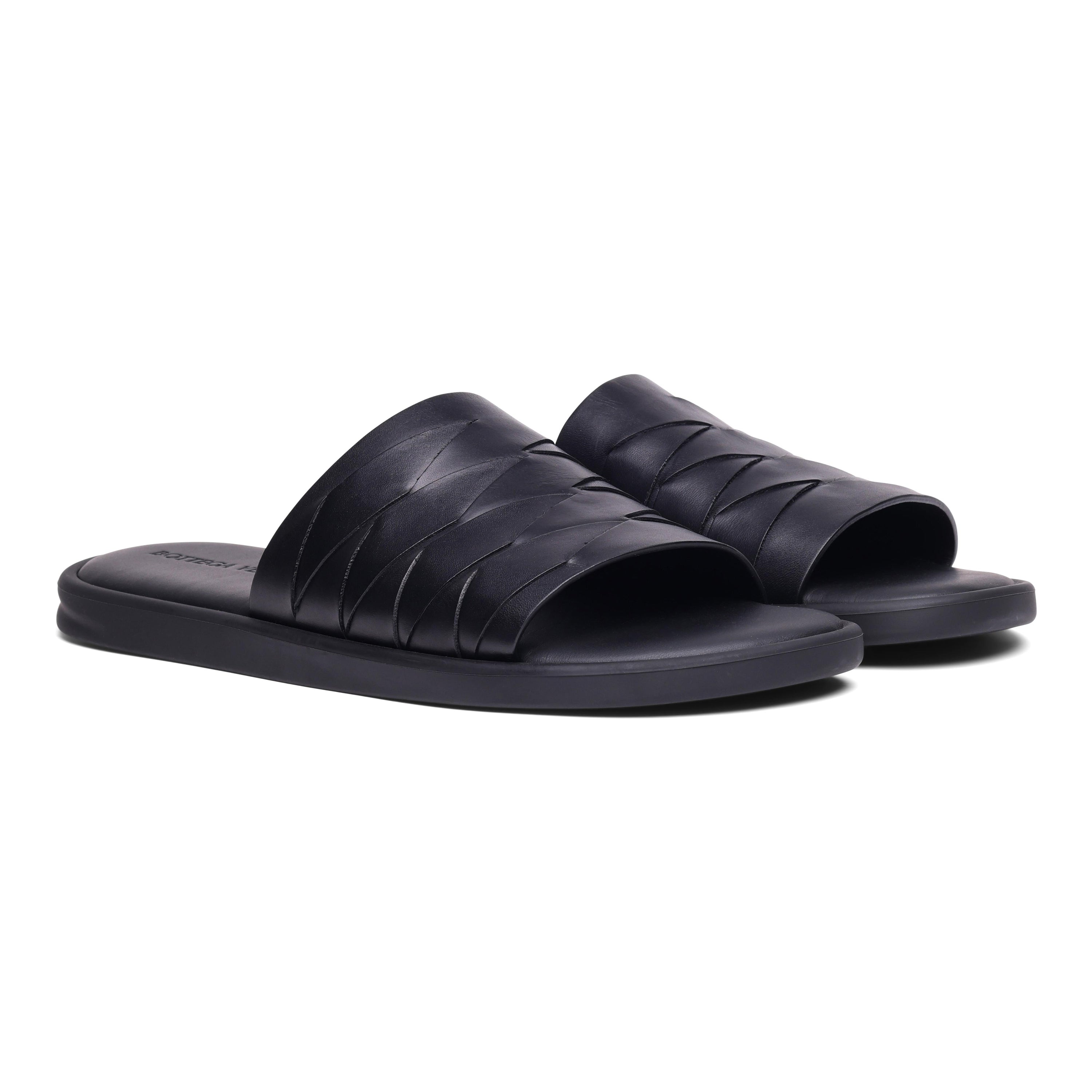 Bottega Veneta Intrecciato Slide Sandals 41 Black