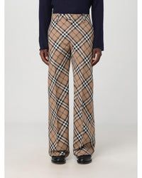 Burberry Wide Leg Plaid Pants Men Beige