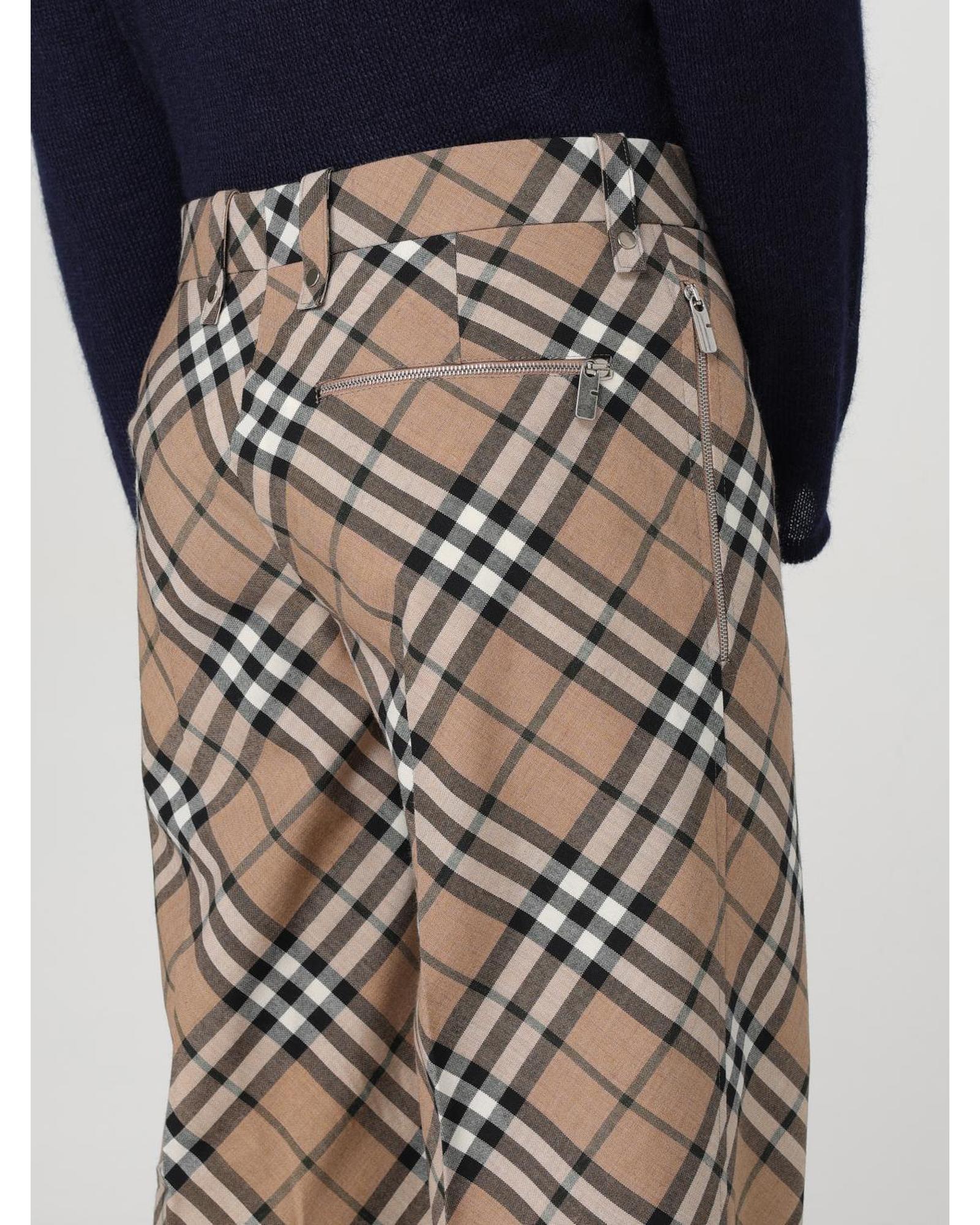 Burberry Wide Leg Plaid Pants Men Beige