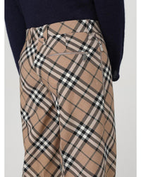 Burberry Wide Leg Plaid Pants Men Beige