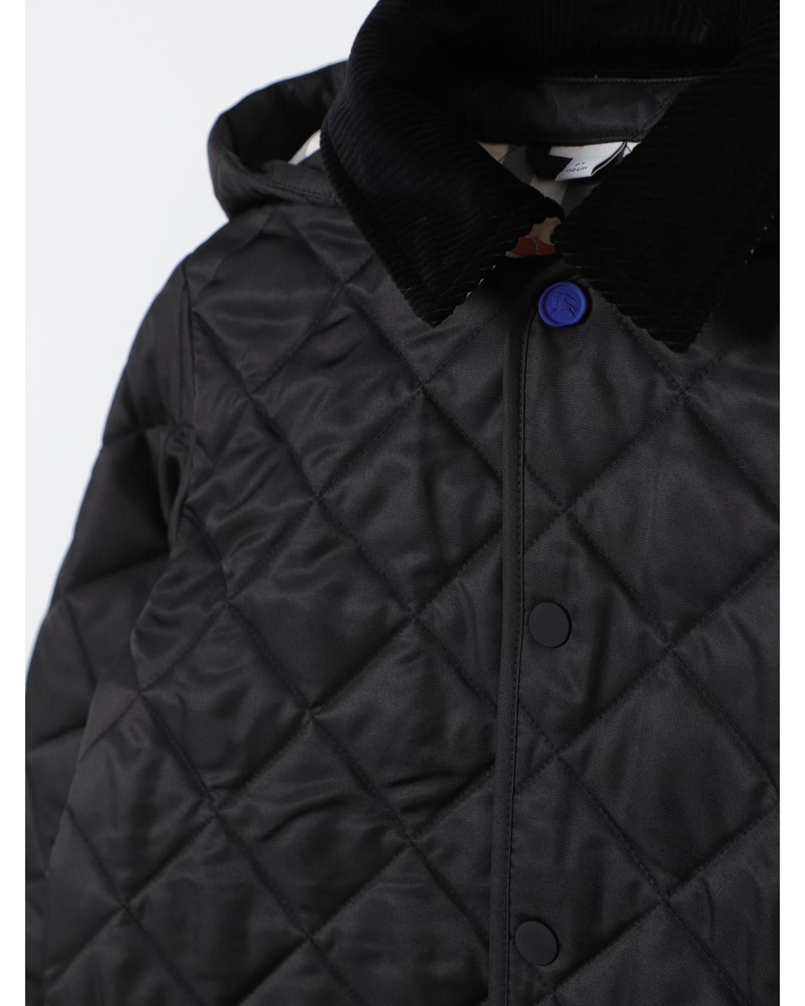 キッズアウター Burberry Black Quilted Jacket With Hood Burberry Kids Quilted Hooded Coat Black Puffer Jackets – Bluefly