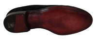 Dolce & Gabbana Loafers Black Velvet Gold Men's Crown