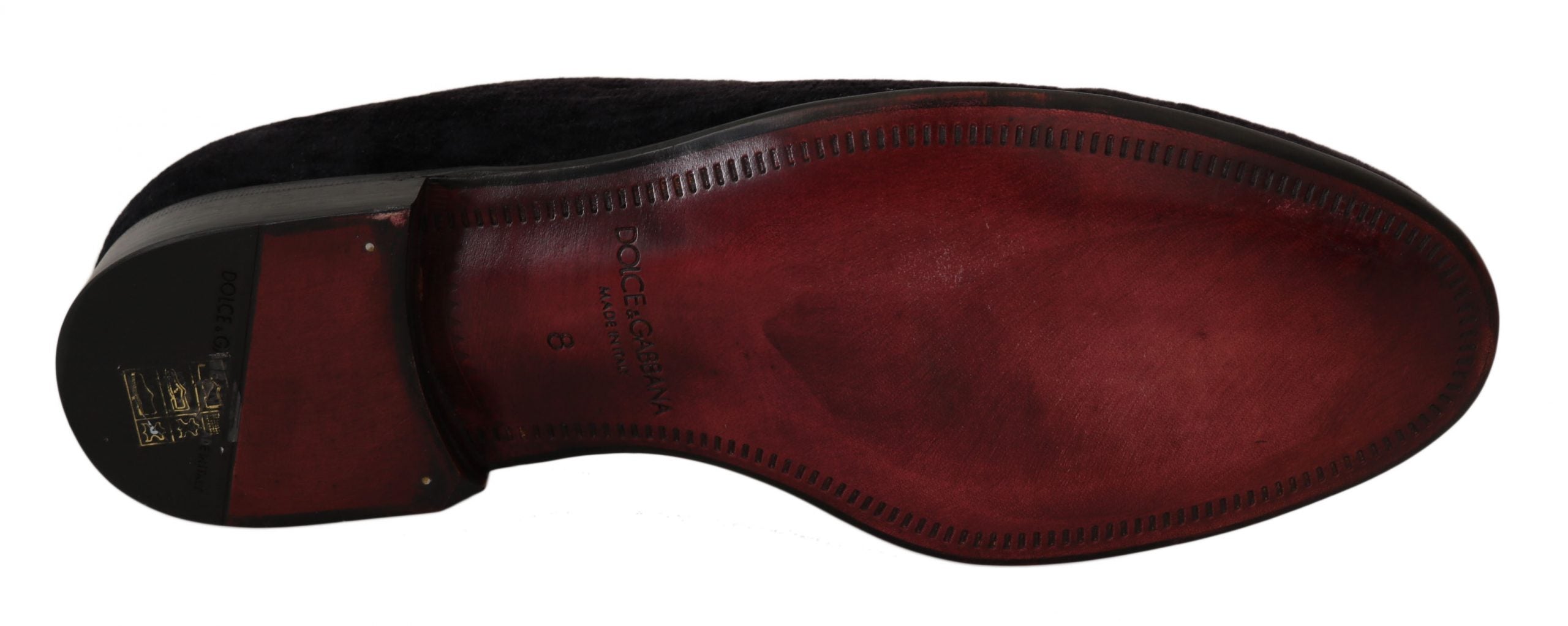 Dolce & Gabbana Loafers Black Velvet Gold Men's Crown