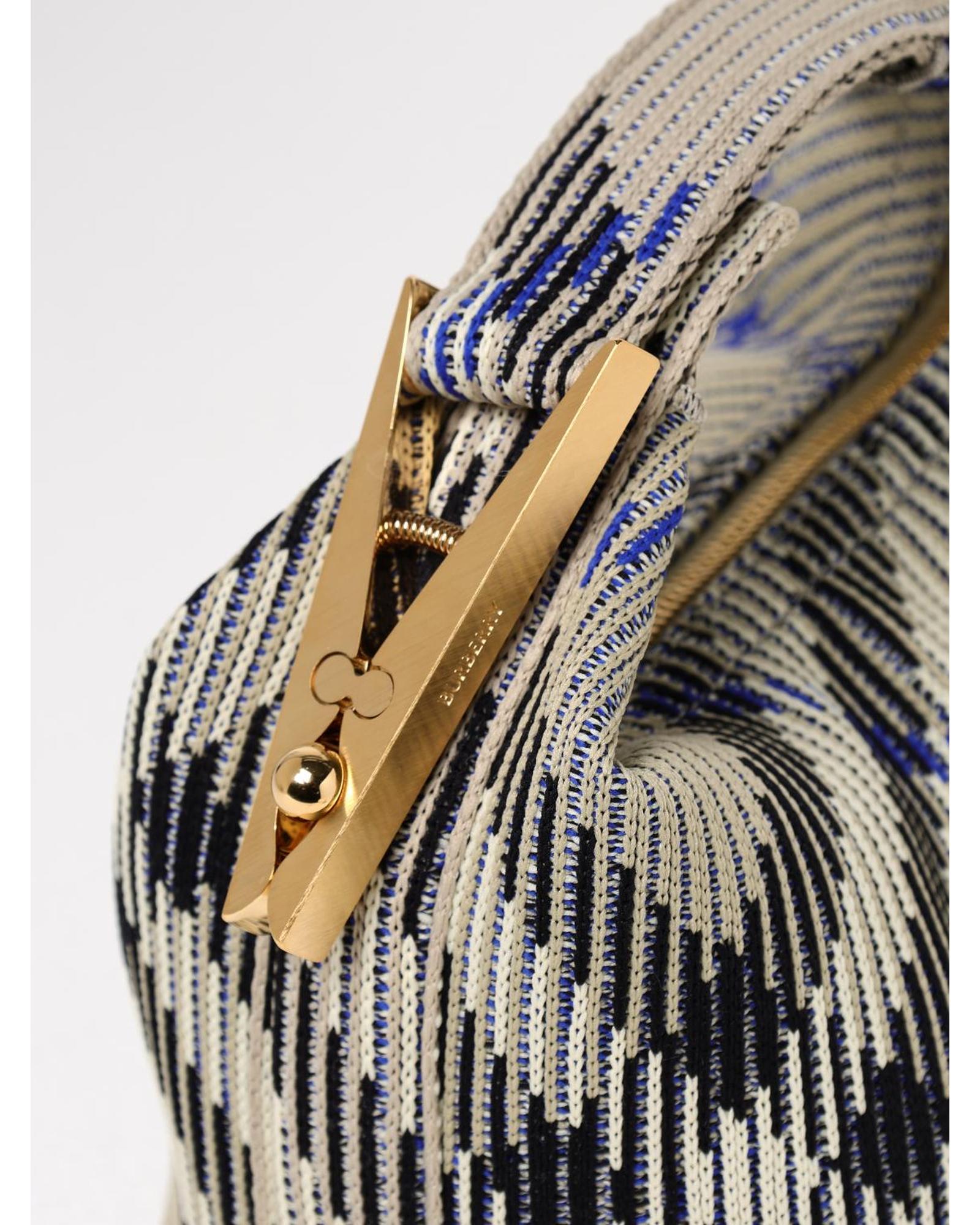 Burberry Woven Clutch Bag Geometric Pattern Women Beige Mini Bags
