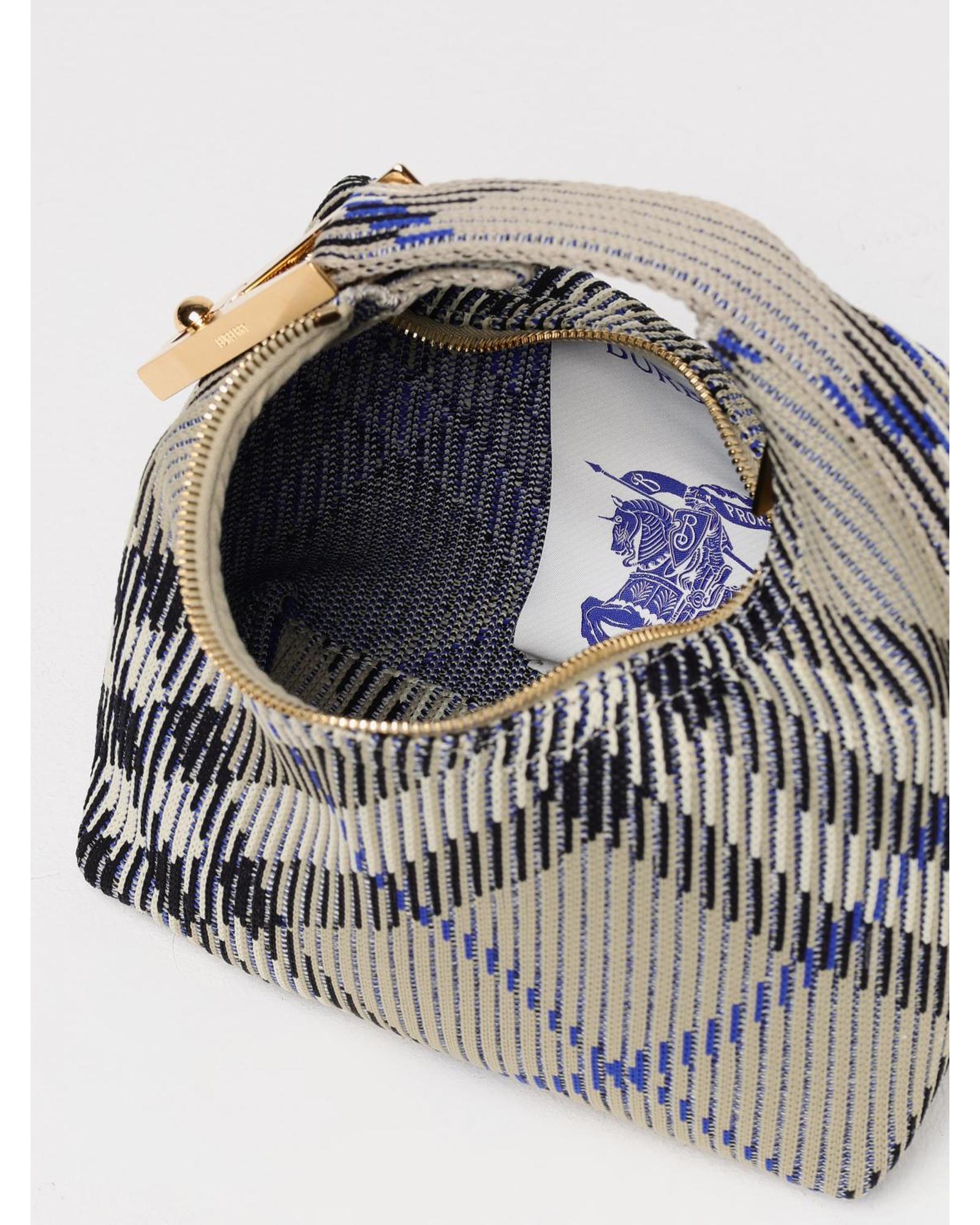Burberry Woven Clutch Bag Geometric Pattern Women Beige Mini Bags