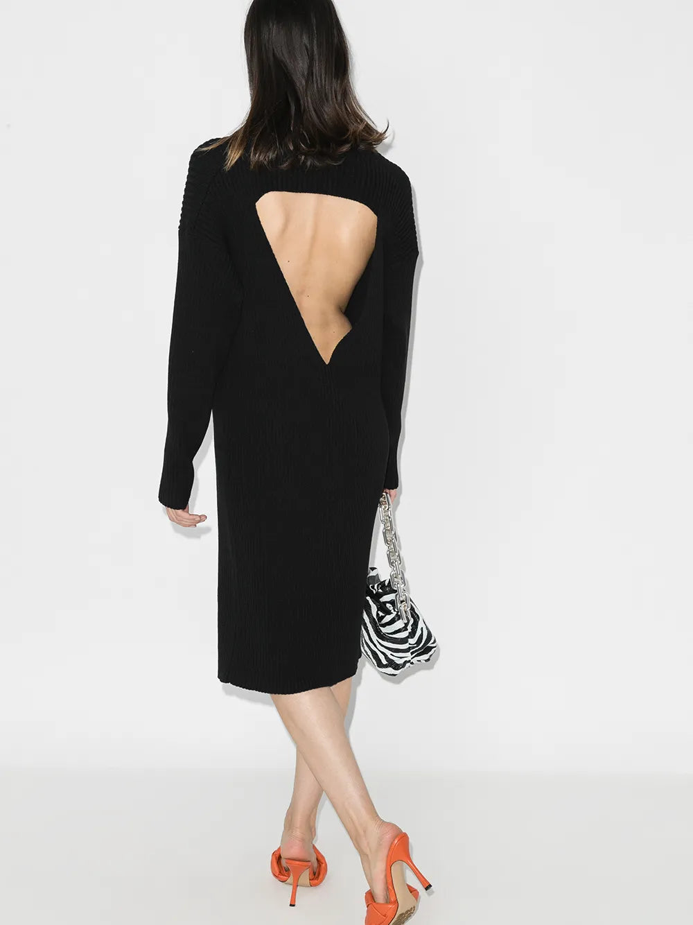 Bottega Veneta Cut-Out Knee-Length Sweater Dress