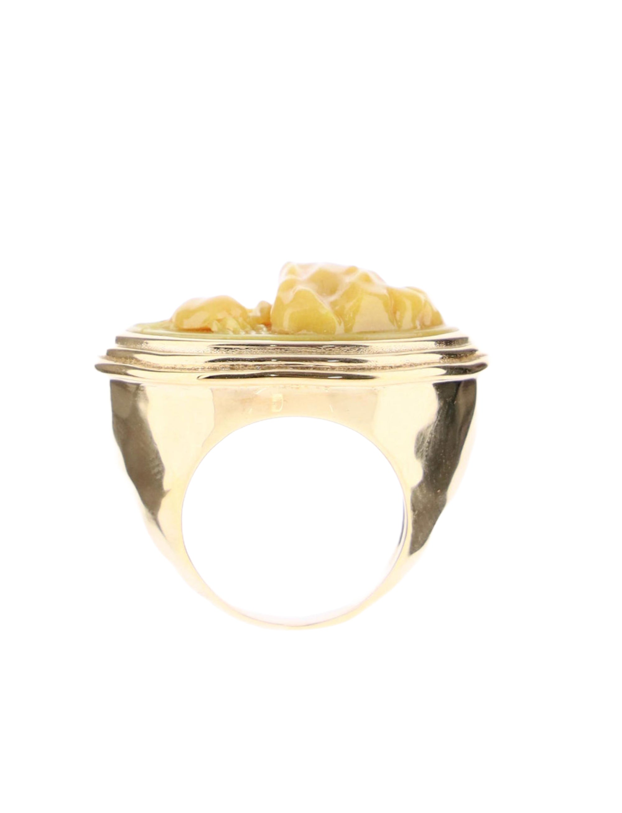 Bottega Veneta Women's Carved Bone Ring 7 Gold