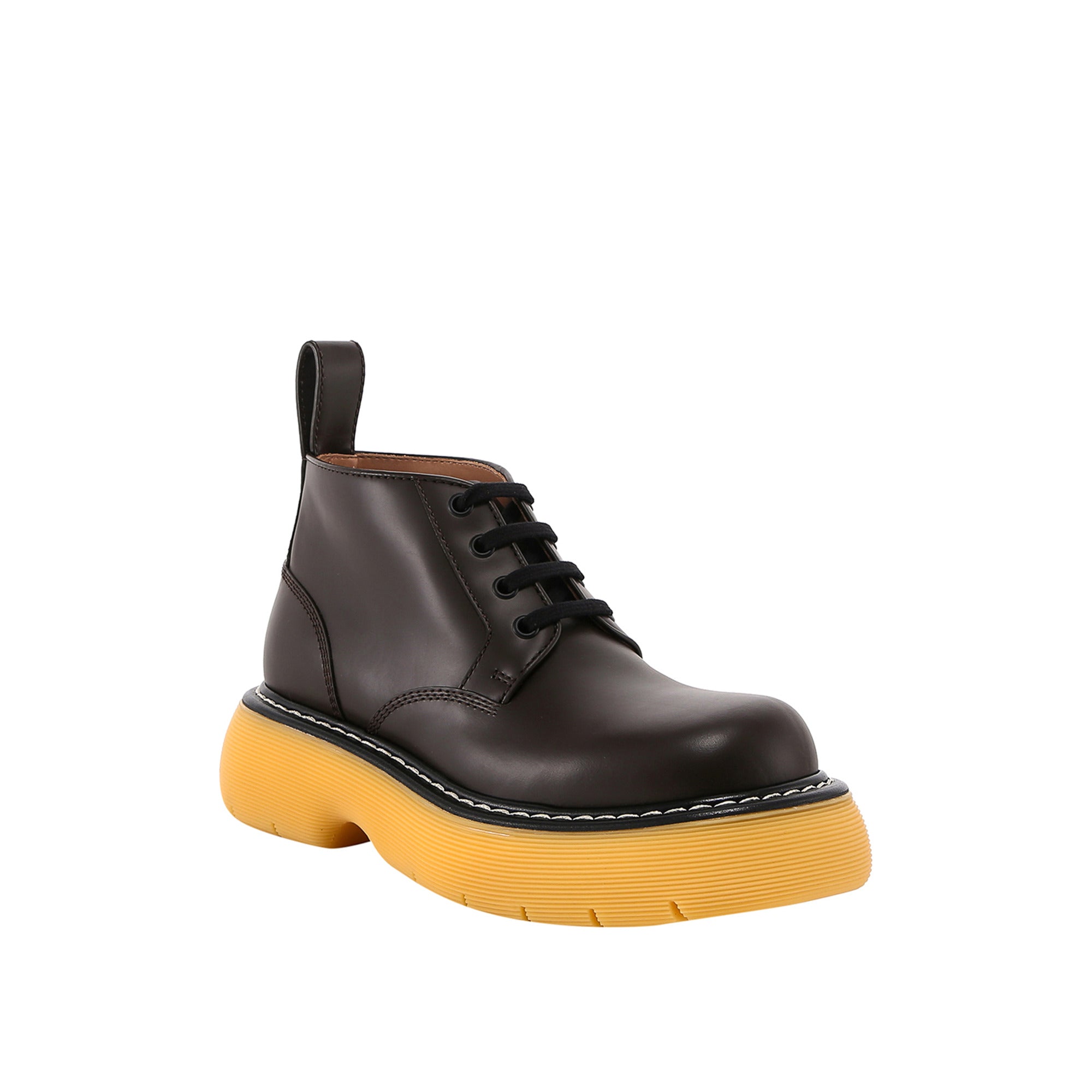 Bottega Veneta Swell Lace Up Ankle Boots Brown