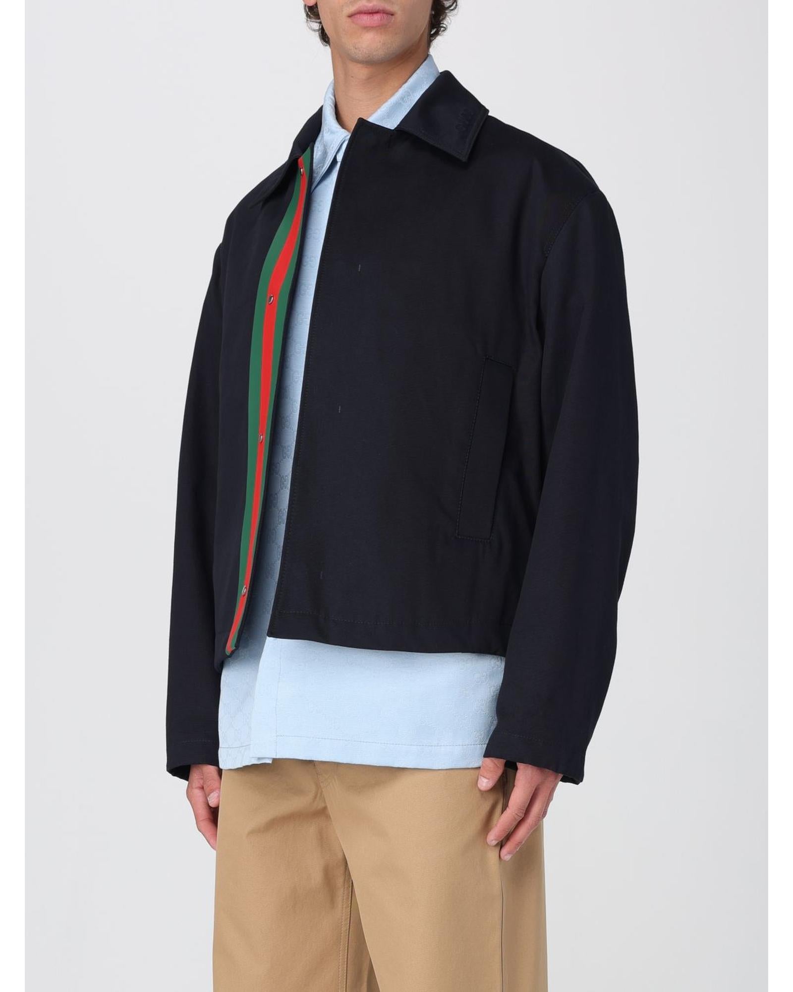 Gucci Men Casual Jacket with Green Stripe Navy – Bluefly