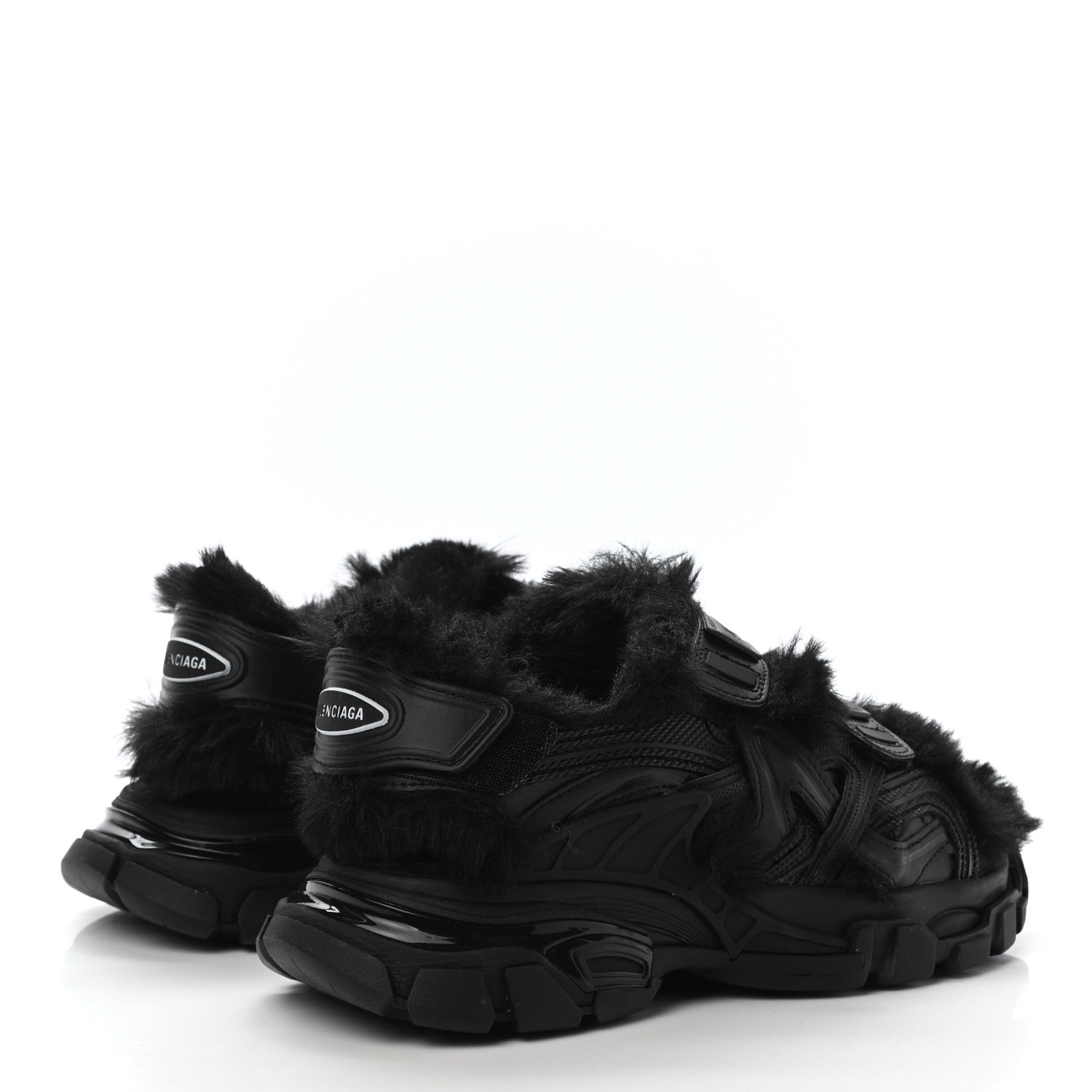 Balenciaga Faux-Fur Track Sandals